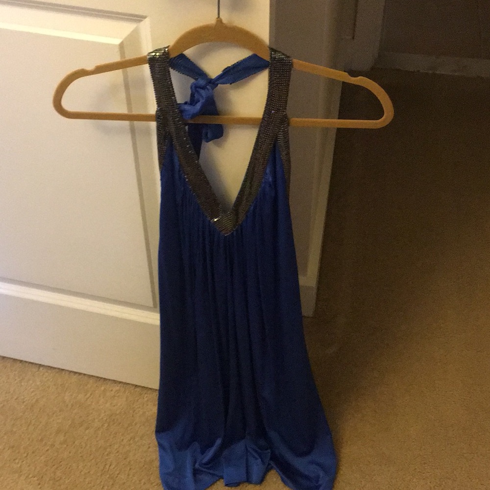 BCBG blue halter cocktail dress